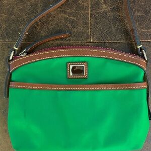 Dooney & Bourke Vibrant Green Crossbody Bag with Brown Accents